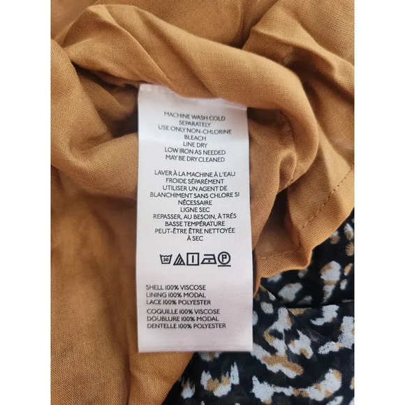 NWT By Anthropologie V-Neck Ruffle Lace Slip Dress Sz 2P Petite Brown 9D409 - Picture 11 of 12